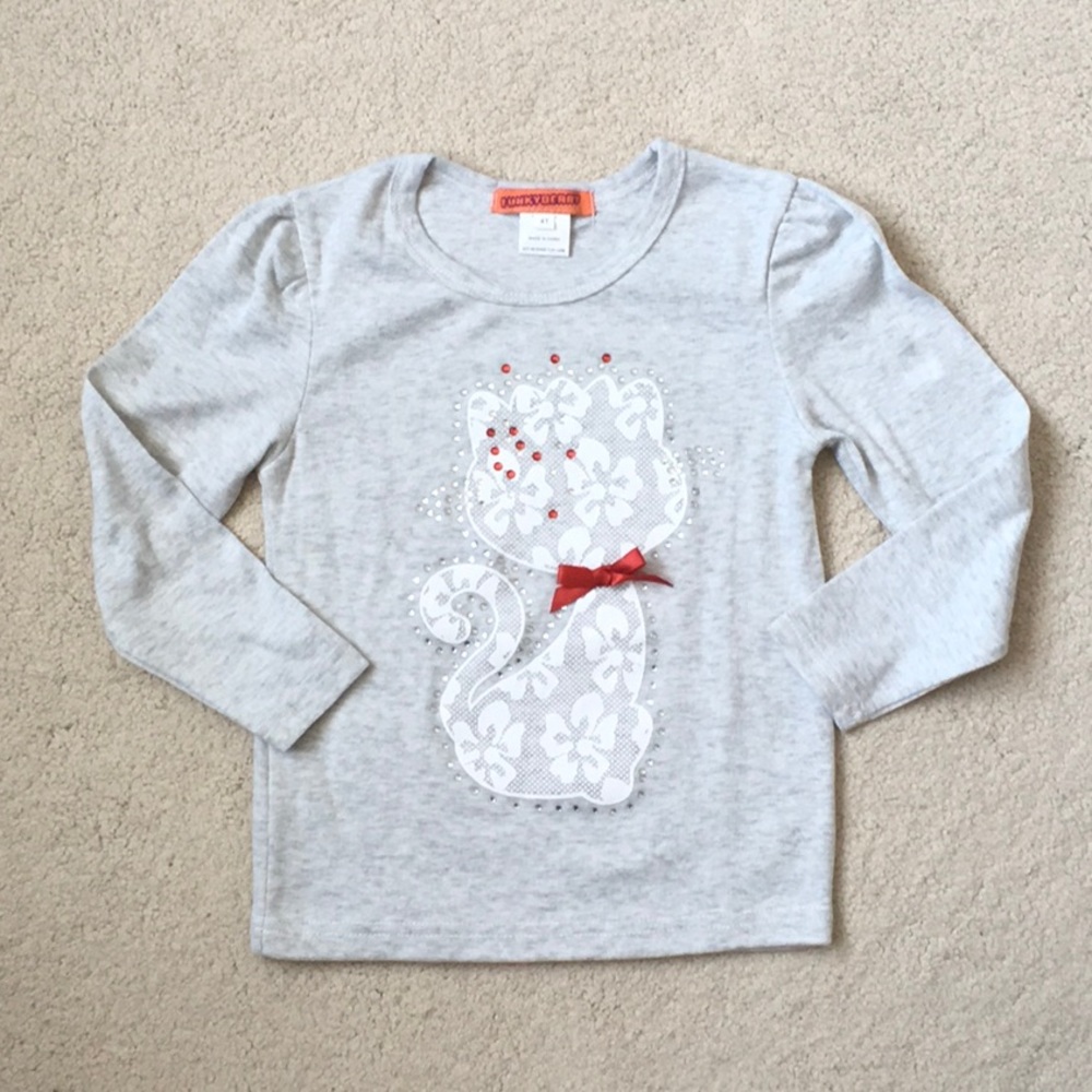 Girls Funkyberry Studded Floral Cat Tee NWOT 4T